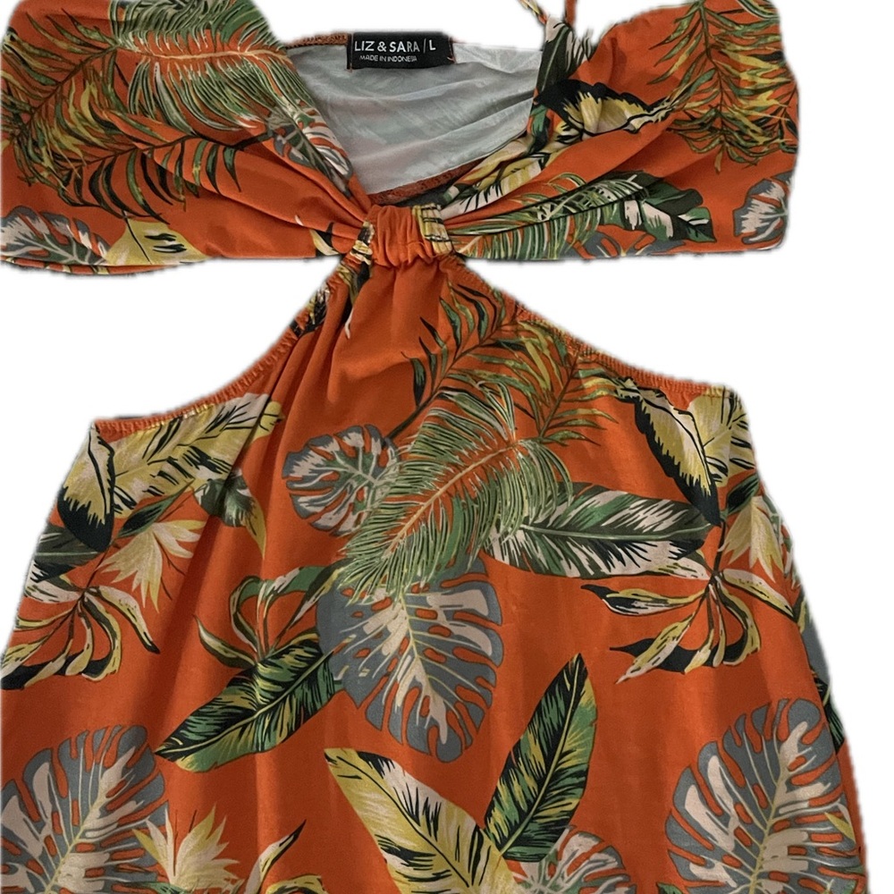 Orange floral to the ankle dress
